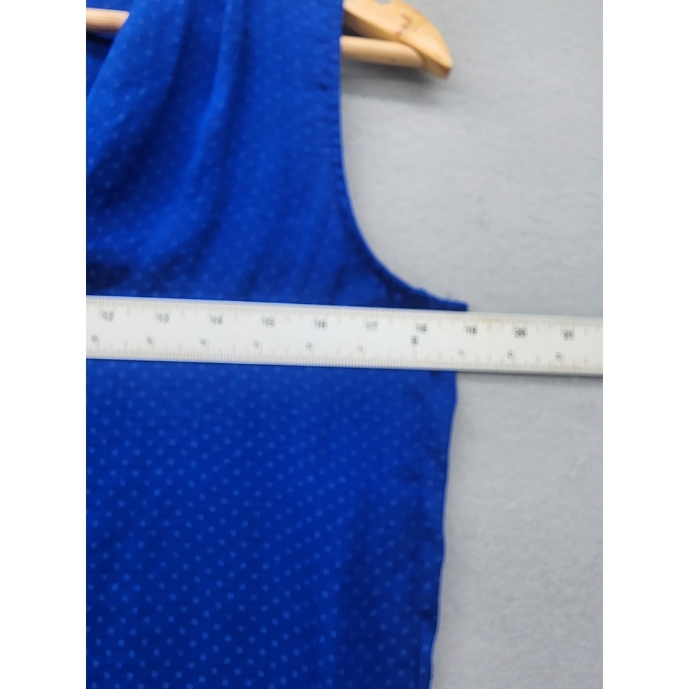 Forever 21 Royal Blue Dotted Sleeveless Blouse V-Neck Wrap Front High Low Top S - Picture 10 of 10